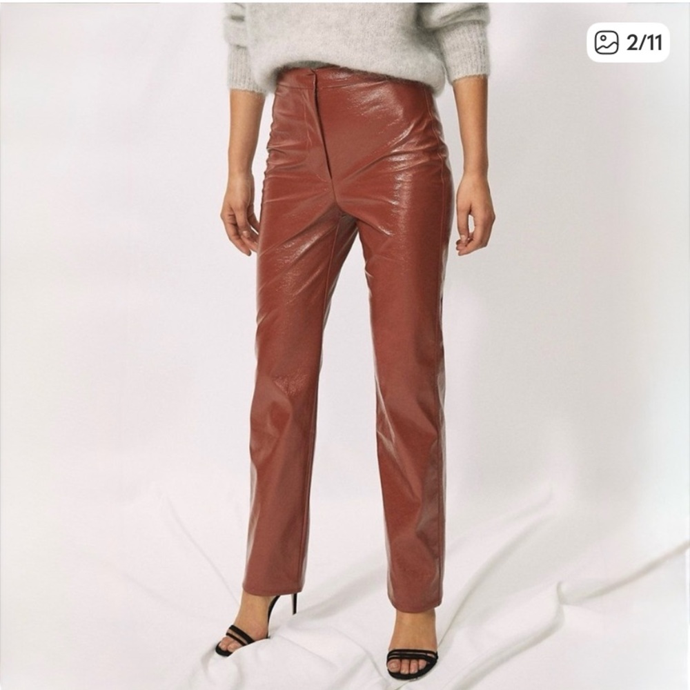 Wilfred Melina pant Straight-Leg Patent Vegan Leather Pants - Brown